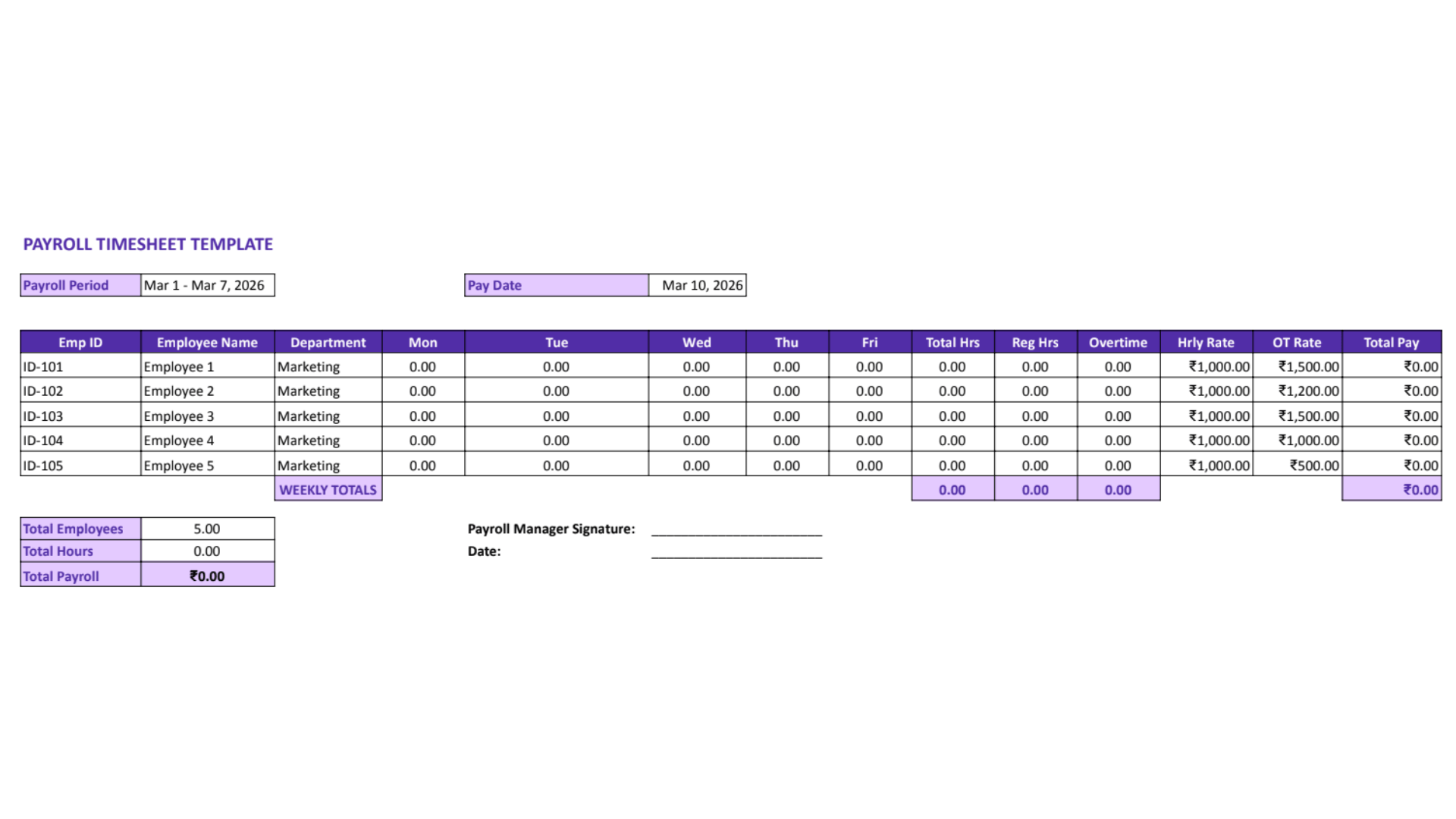 Payroll Timesheet