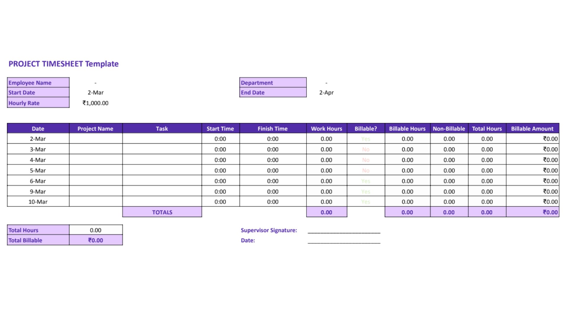 Project Timesheet 