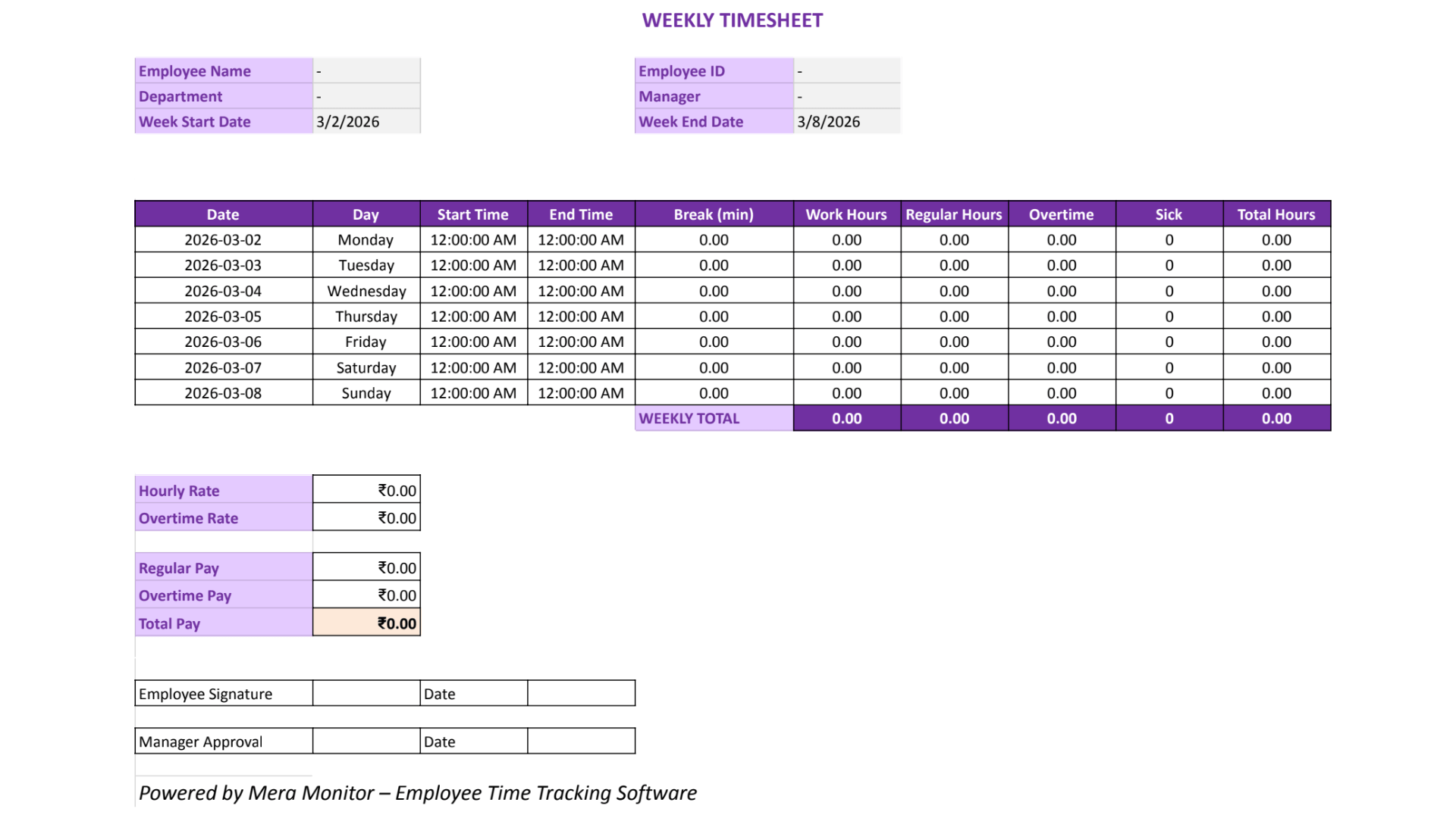 Weekly Time Sheet