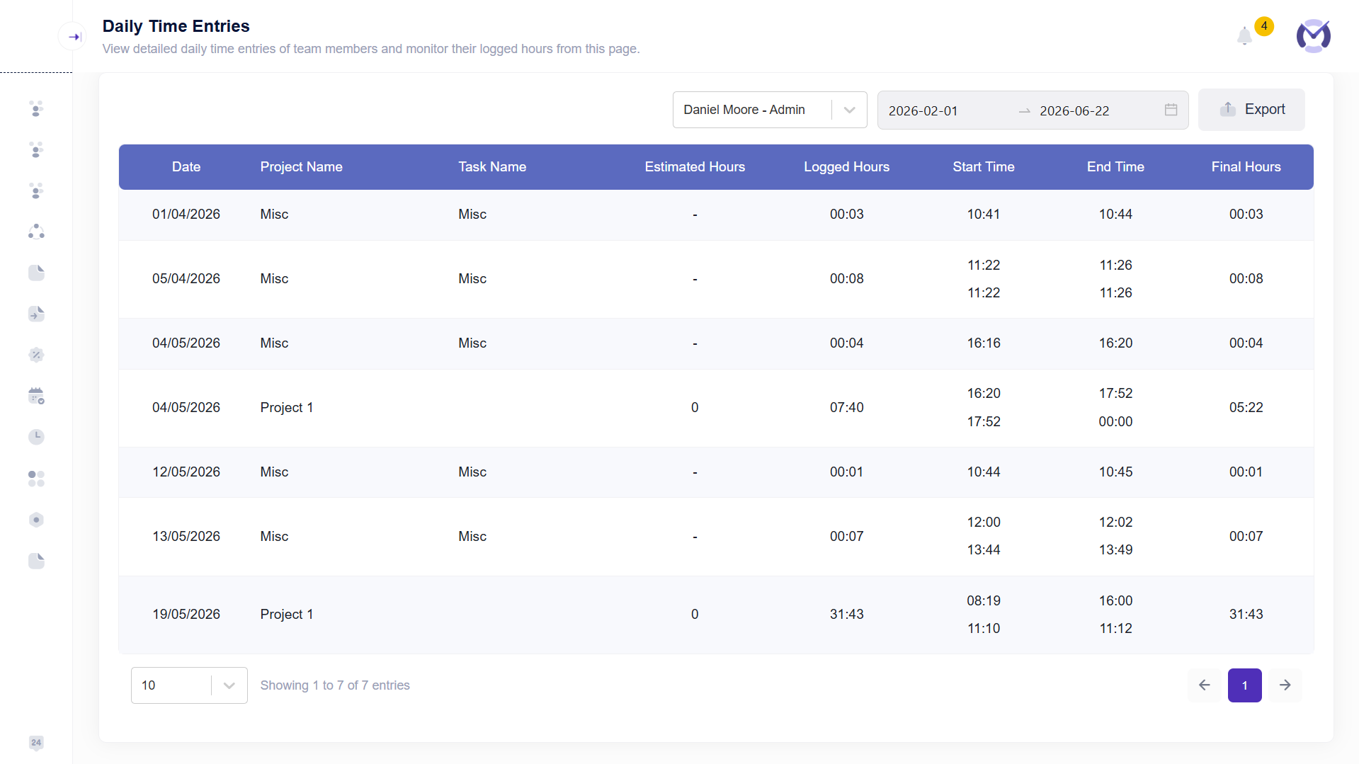 Auto-Filled Timesheets